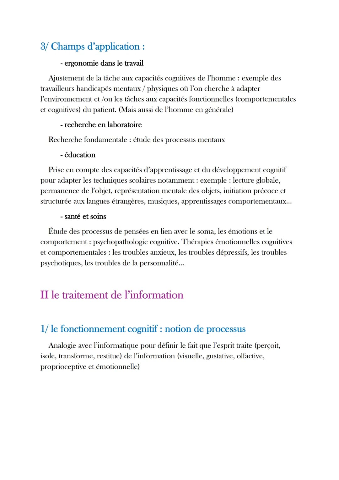 # Les bases de la psychologie cognitives
I/la psychologie cognitive
La psychologie cognitive est une branche de la psycho (clinique, socia