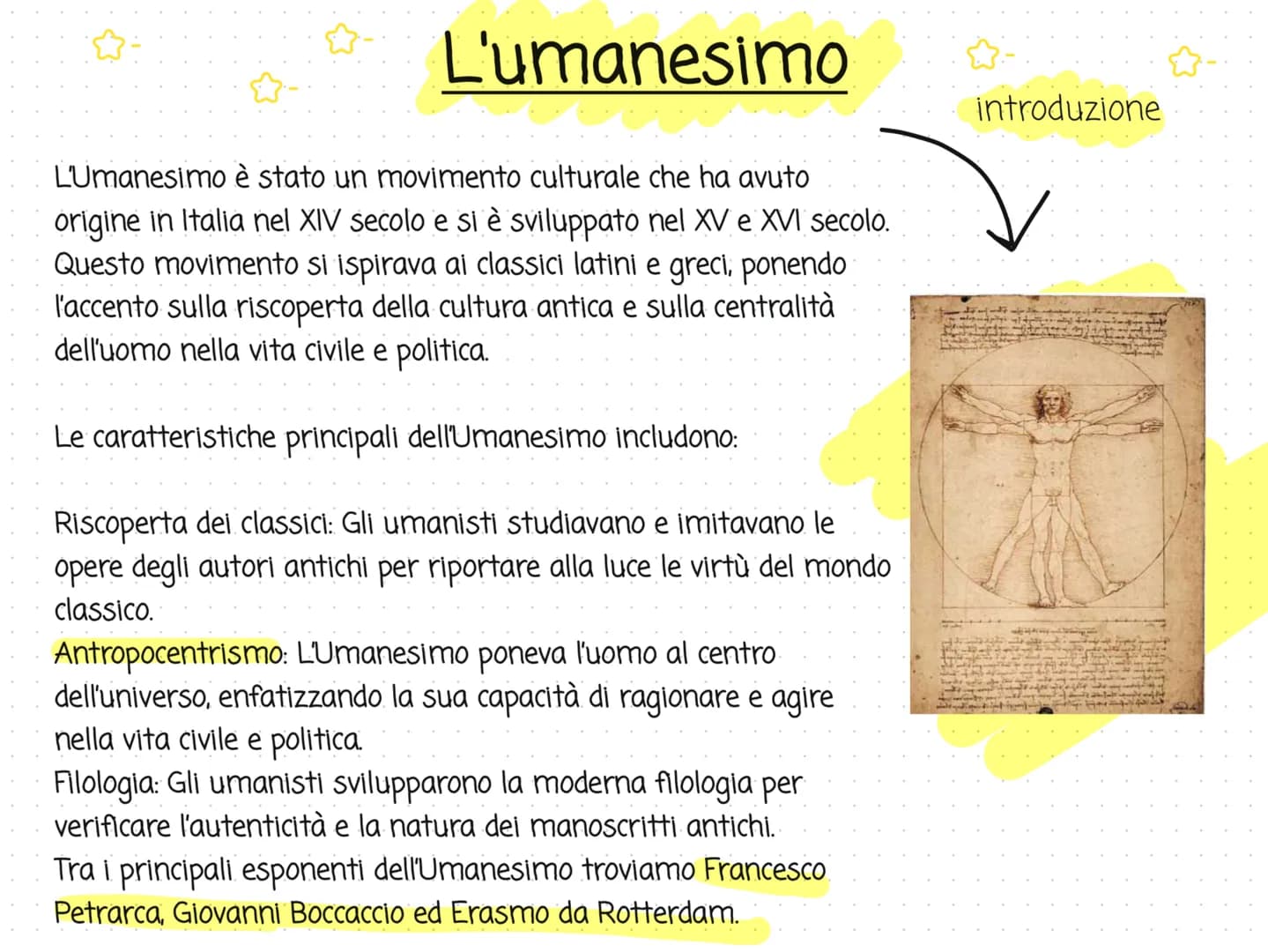 # L'umanesimo
L'Umanesimo è stato un movimento culturale che ha avuto
origine in Italia nel XIV secolo e si è sviluppato nel XV e XVI secol