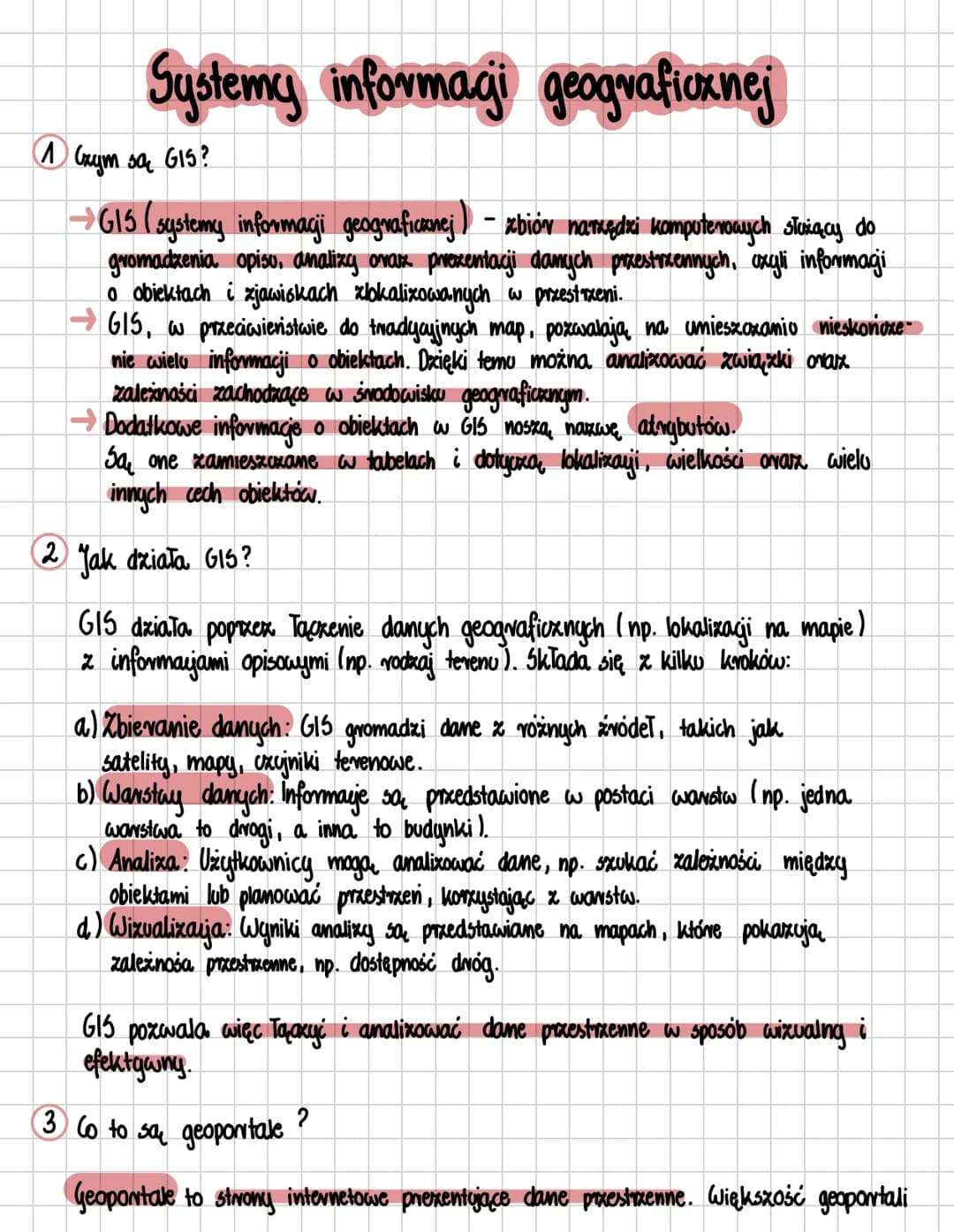 # Systemy informagi geograficznej
1 Czym są GIS?
→GIS (system (systemy informacji geograficznej) - zbiór narzędzi komputerowych służący do