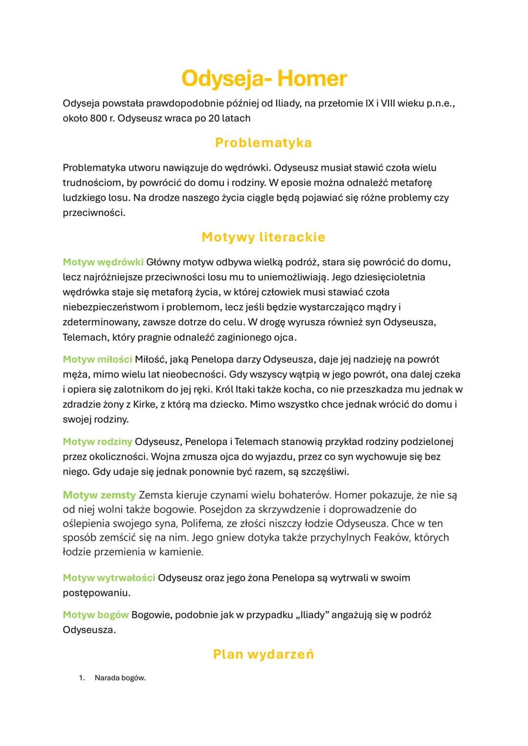 # Odyseja- Homer
Odyseja powstała prawdopodobnie później od Iliady, na przełomie IX i VIII wieku p.n.e.,
około 800 r. Odyseusz wraca po 20