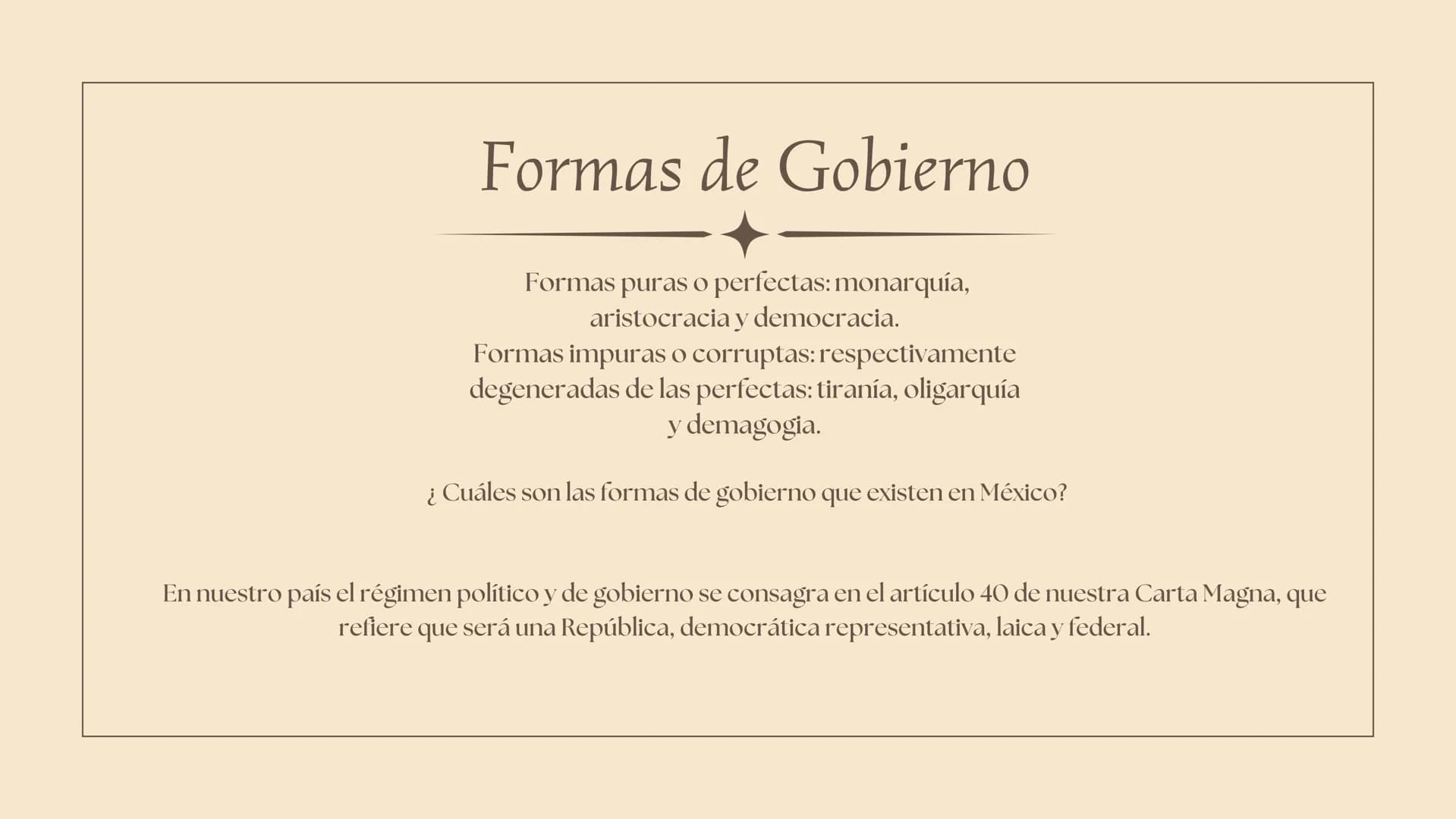 # DEMOCRACIA Y
FORMAS DE
GOBIERNO
Formación ciudadana # FORMAS DE GOBIERNO
Forma de gobierno, régimen de gobierno o sistema de gobierno, m