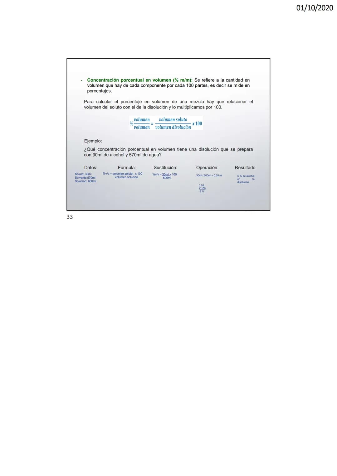 JUEVES 01 DE OCTUBRE DEL 2020
TEMA
¿Cuál es la importancia de conocer la
concentración de los componentes de una mezcla?
APRENDIZAJES ESPE