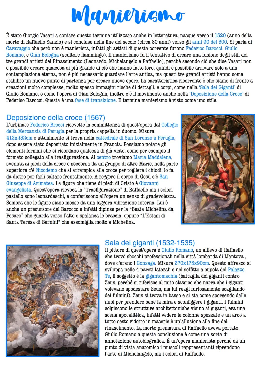 # Manierismo
È stato Giorgio Vasari a coniare questo termine utilizzato anche in letteratura, nacque verso il 1520 (anno della
morte di Raf