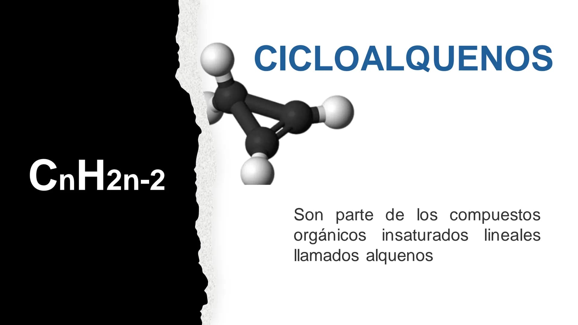 # CICLOALQUENOS
$C_nH_{2n-2}$
Son parte de los compuestos orgánicos insaturados lineales llamados alquenos # Estructura
Estos compuestos,