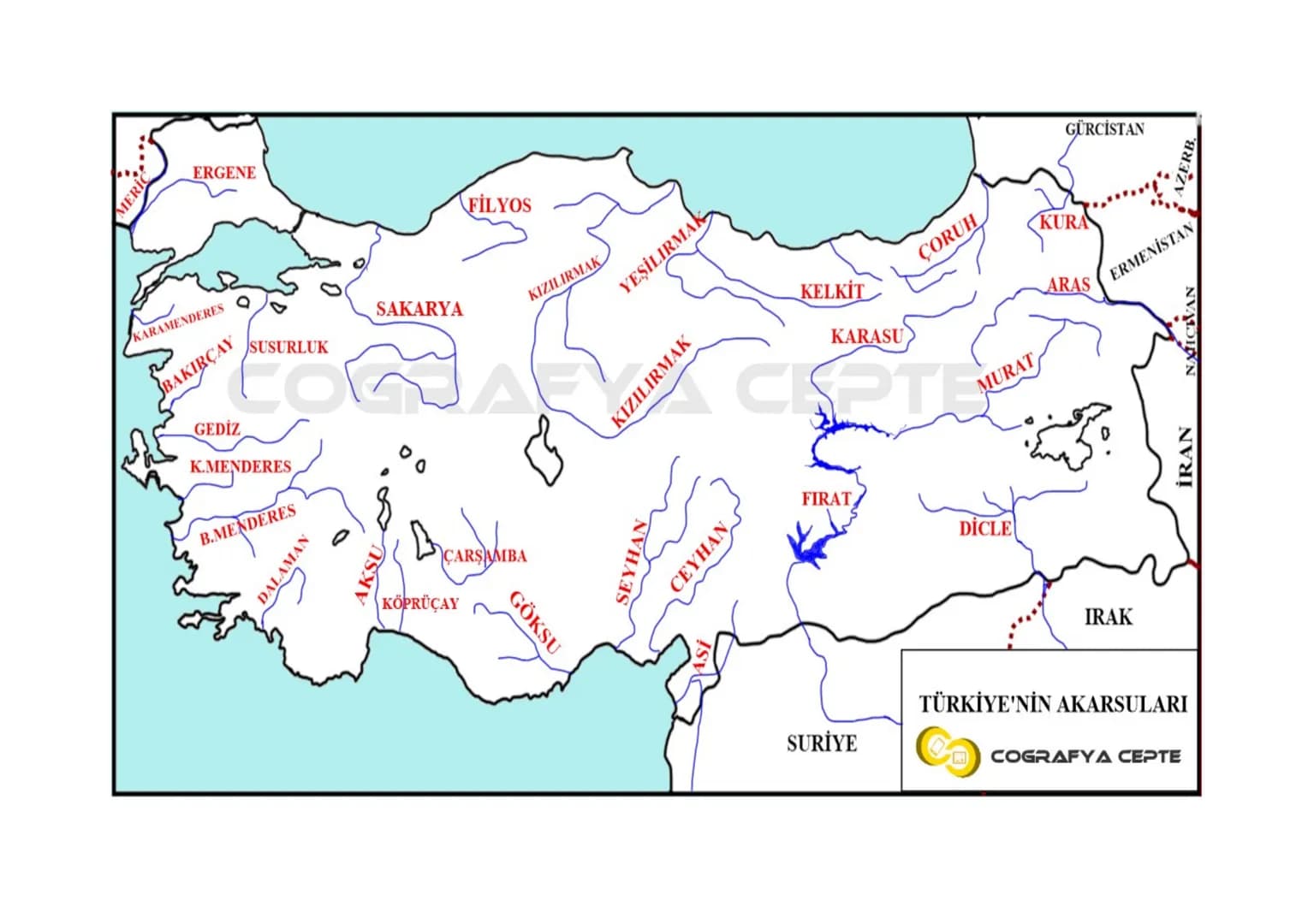 MERIC
ERGENE
KARAMENDERES
BAKIRCAL SUSURLUK
GEDİZ
K.MENDERES
B.MENDERES
DALAMAN
AKSU
SAKARYA
ÇARŞAMBA
KÖPRÜÇAY
GÖKSU
FİLYOS
KIZILIRMAK
YEŞİL