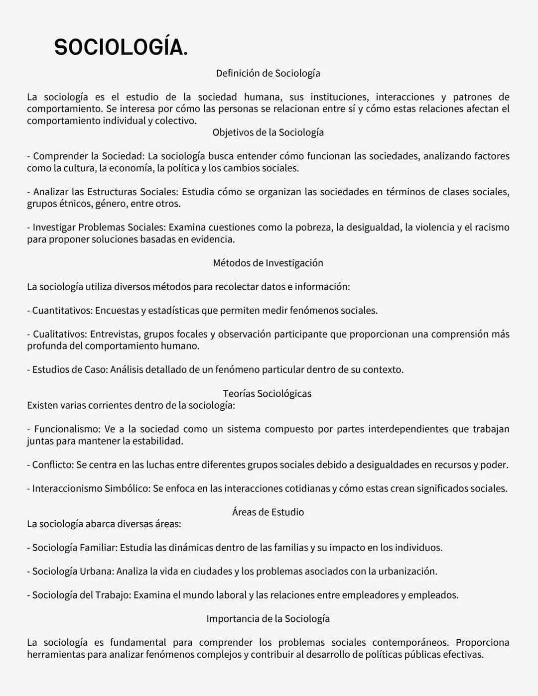 # SOCIOLOGÍA.
Definición de Sociología
La sociología es el estudio de la sociedad humana, sus instituciones, interacciones y patrones de
c
