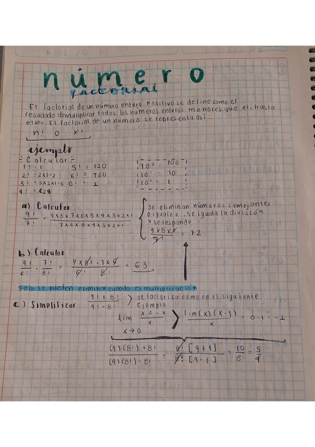 # úmero
factorial
El faclorial de un número entero positivo se define como el
resultado demultiplicar todos los numeros enteros menores que