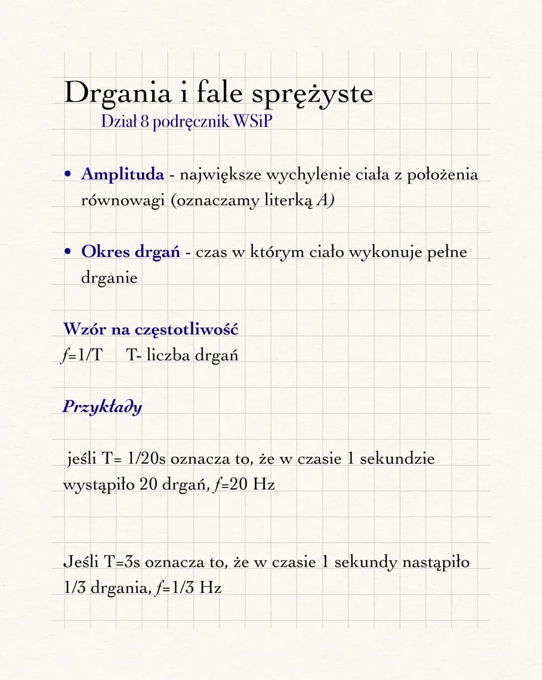 # Drgania i fale sprężyste
Dział 8 podręcznik WSiP
- Amplituda - największe wychylenie ciała z położenia
równowagi (oznaczamy literką A)