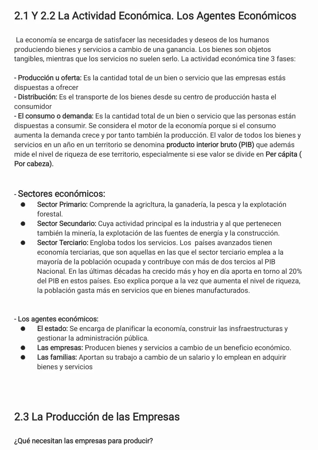 # 2.1 Y 2.2 La Actividad Económica. Los Agentes Económicos
La economía se encarga de satisfacer las necesidades y deseos de los humanos
pro