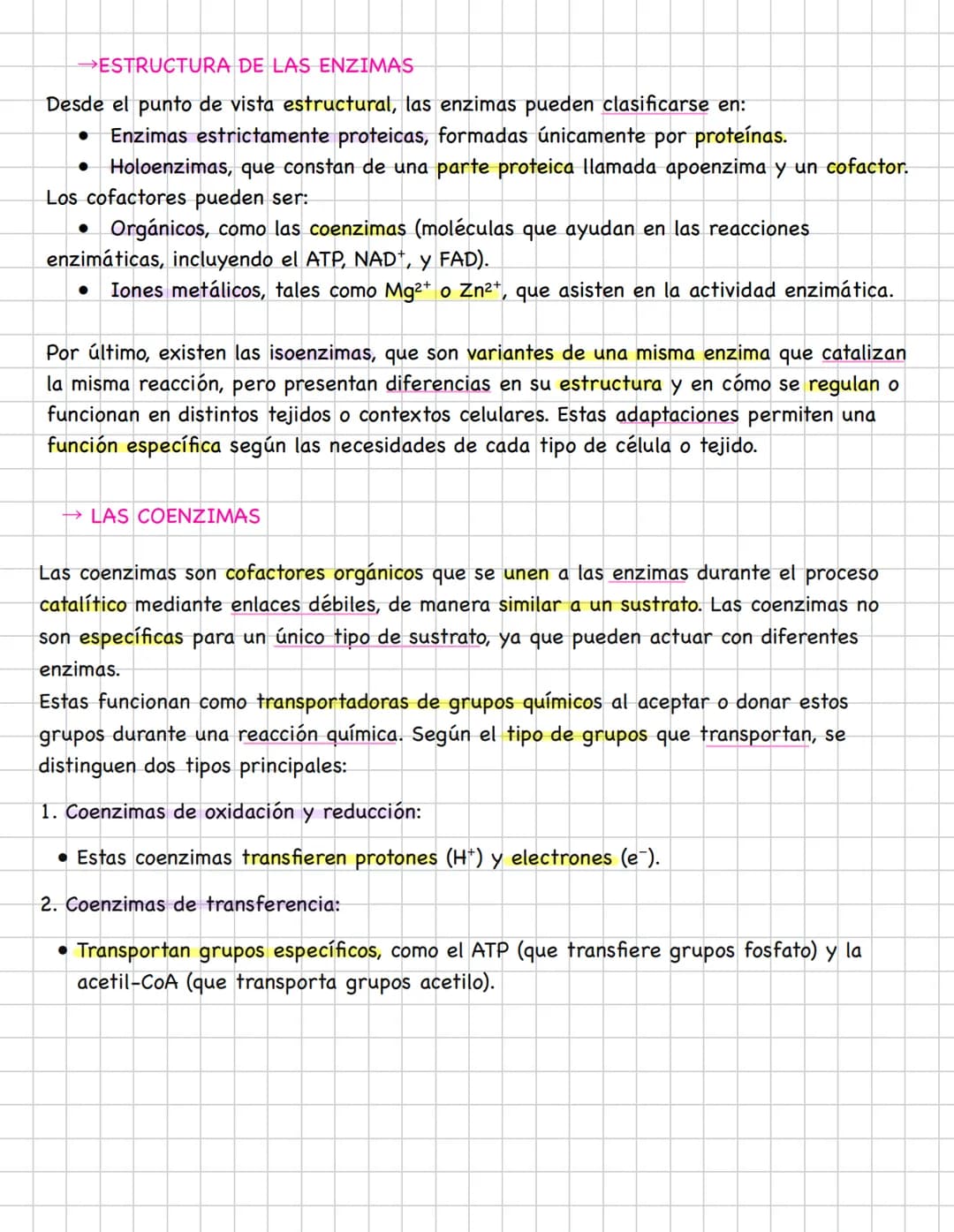 # LAS ENZIMAS
1. LAS ENZIMAS
En las células, constantemente ocurren reacciones químicas necesarias para sintetizar
nuevas moléculas o degr