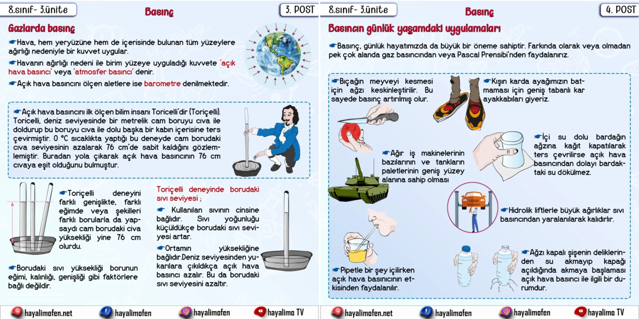 1. POST 8.sınıf- 3.ünite
8.sınıf- 3.ünite
Basing
Katılarda basıng
* Varlıkların birim yüzeye uyguladıkları dik kuvvete
basınç adı ve
