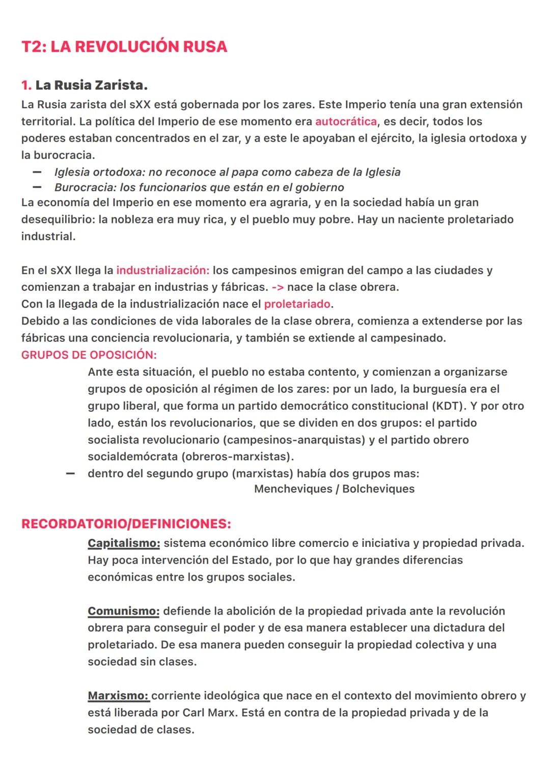 # T2: LA REVOLUCIÓN RUSA
1. La Rusia Zarista.
La Rusia zarista del sXX está gobernada por los zares. Este Imperio tenía una gran extensión