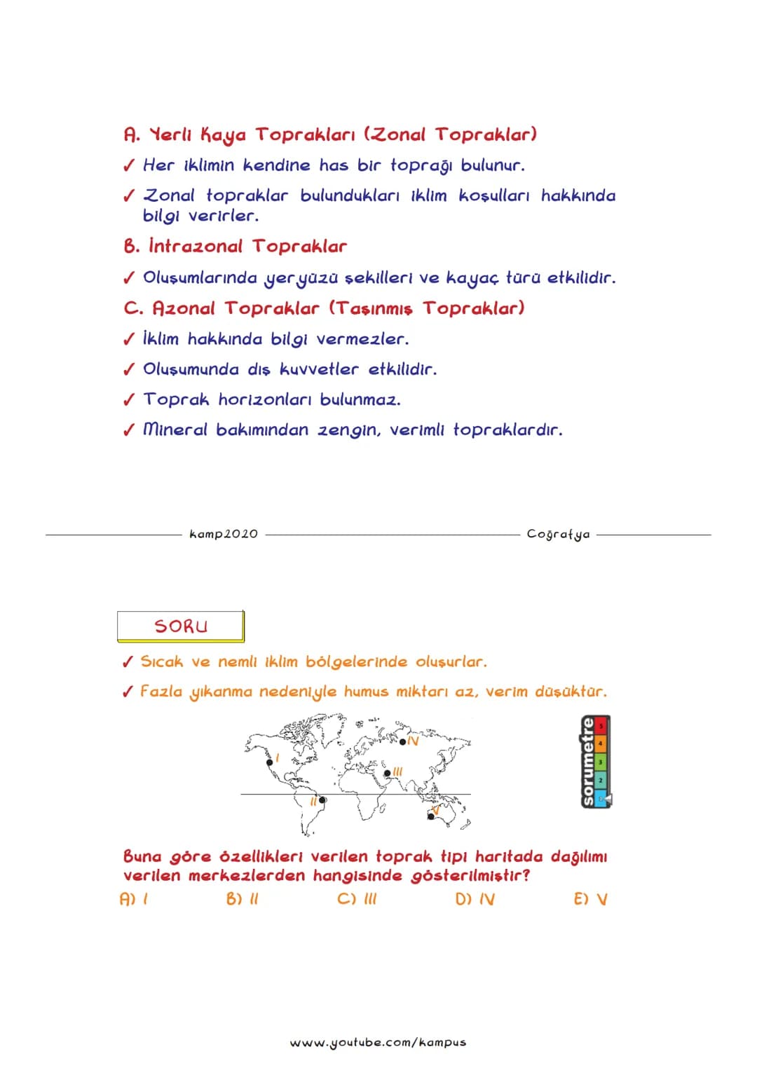 TYT COĞRAFYA FULL TEKRAR 2
2020
2020
COĞRAFYA FUUI TEKRAR - 2 KONULARI
1. TOPRAK ve TİPLERİ
2. BİTKİ FORMASYONLARI
3. YERYÜZÜNDE SU VARLIĞI