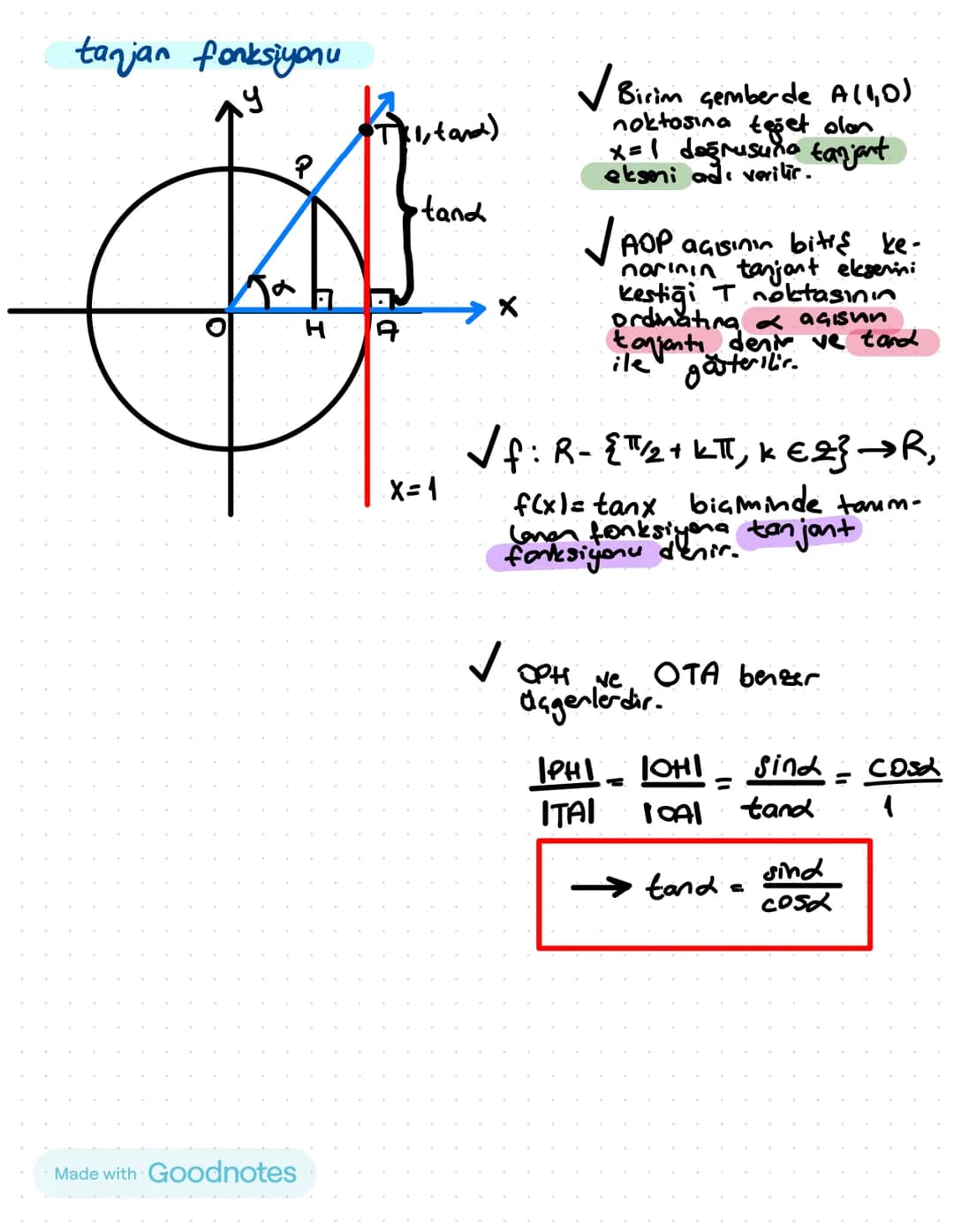 Made with Goodnotes # trigonometri
A
Hipotenüs
Karşı dik kenar
B
α
a
komşu dik kenar
C
$Sind = \frac{Karşı dik kenar uzunluğu}{Hipst