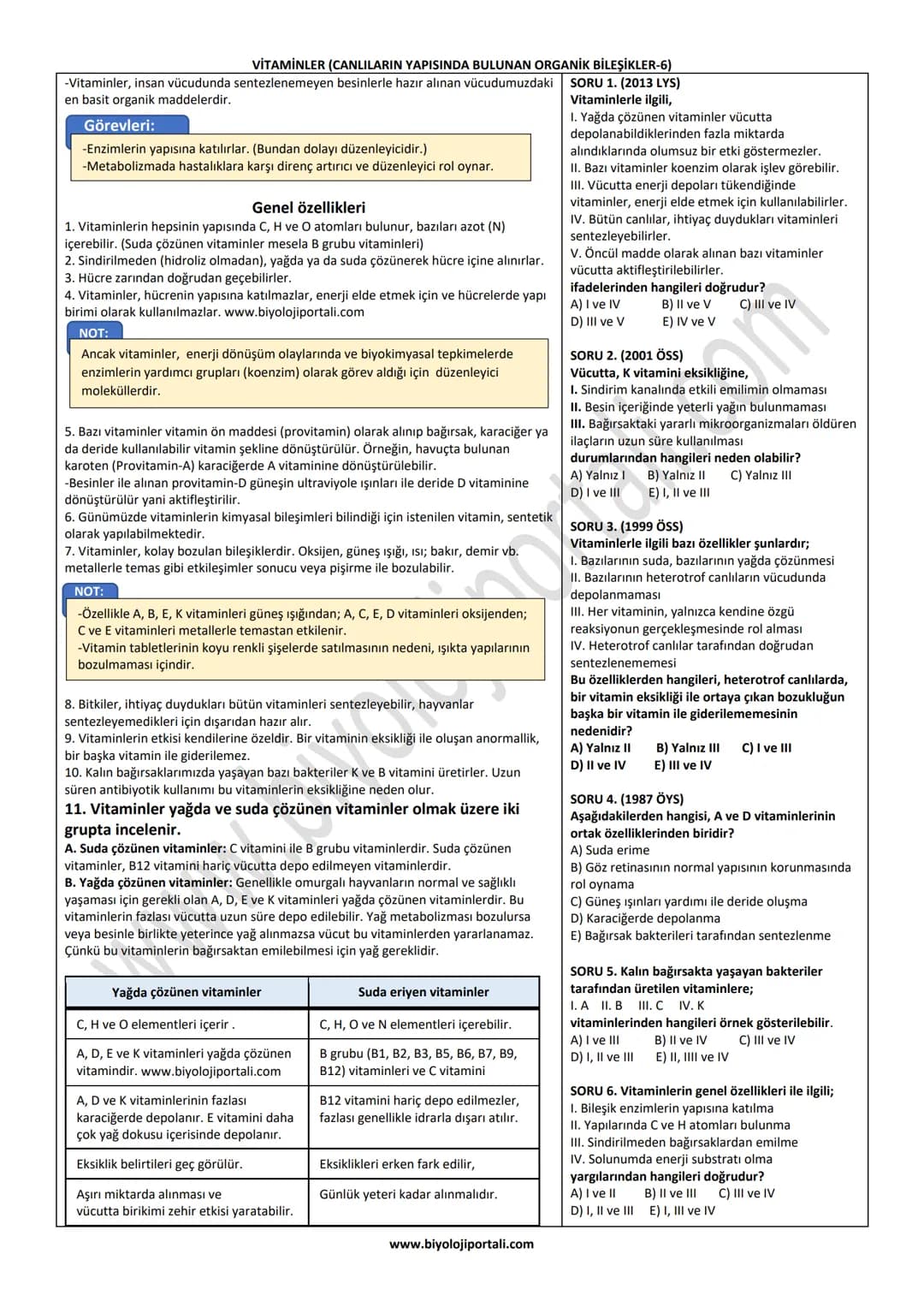 VİTAMİNLER (CANLILARIN YAPISINDA BULUNAN ORGANİK BİLEŞİKLER-6)
-Vitaminler, insan vücudunda sentezlenemeyen besinlerle hazır alınan vücudum