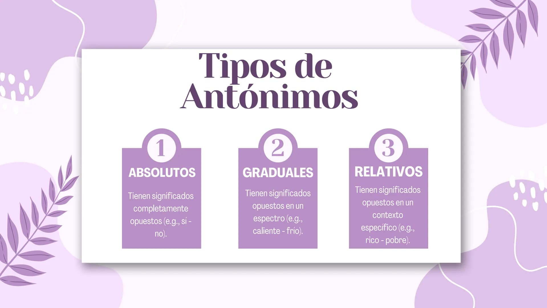 # LA SINONIMIA, ANTONIMIA, PARONIMIA Y HOMONIMIA # Sinónimos
Presentado por Nadia Fernanda Ramírez Chávez ## Tipos de
# Sinónimos
1
SINÓN