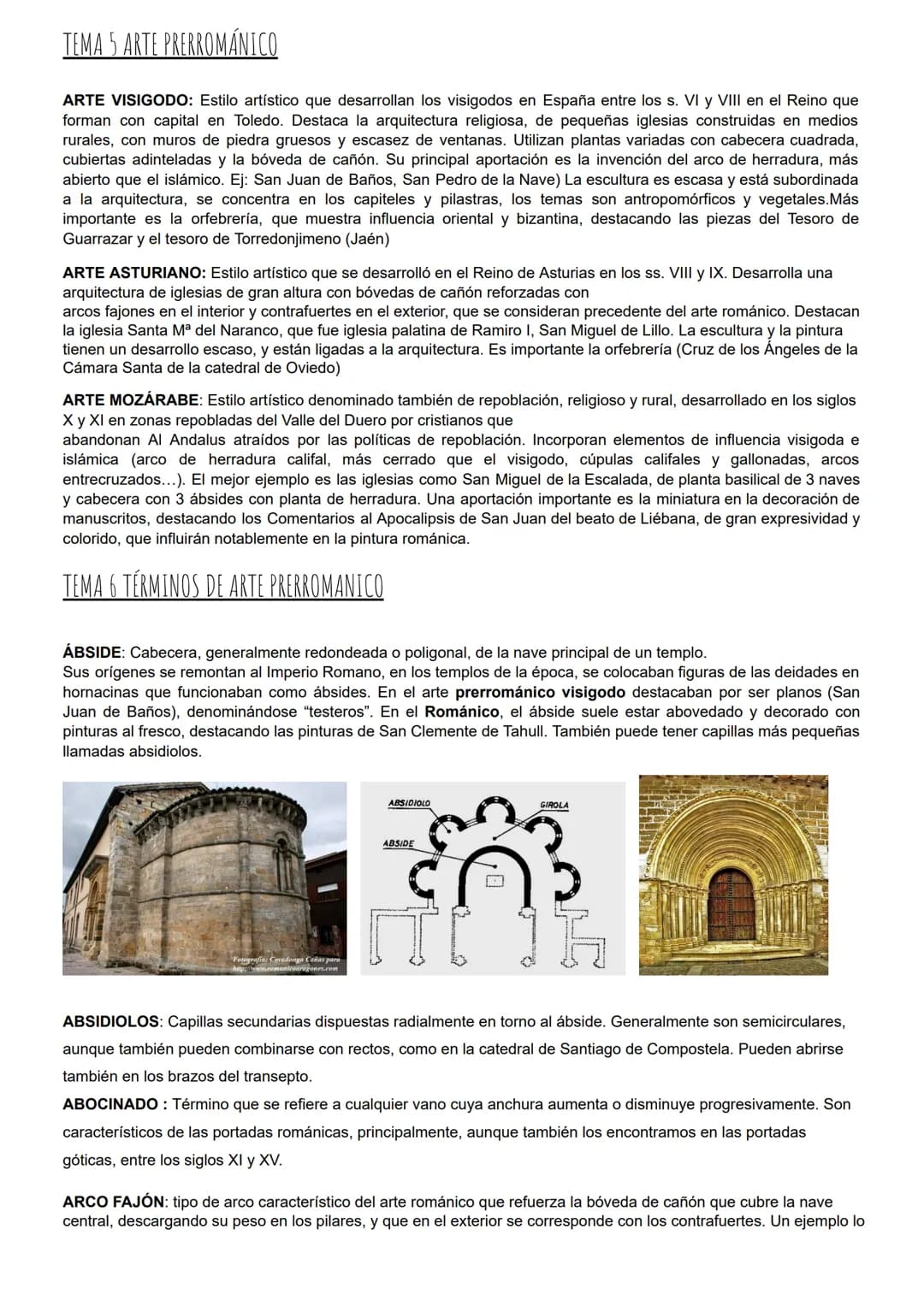 # TEMA 5 ARTE PRERROMÁNIC
ARTE VISIGODO: Estilo artístico que desarrollan los visigodos en España entre los s. VI y VIII en el Reino que
fo
