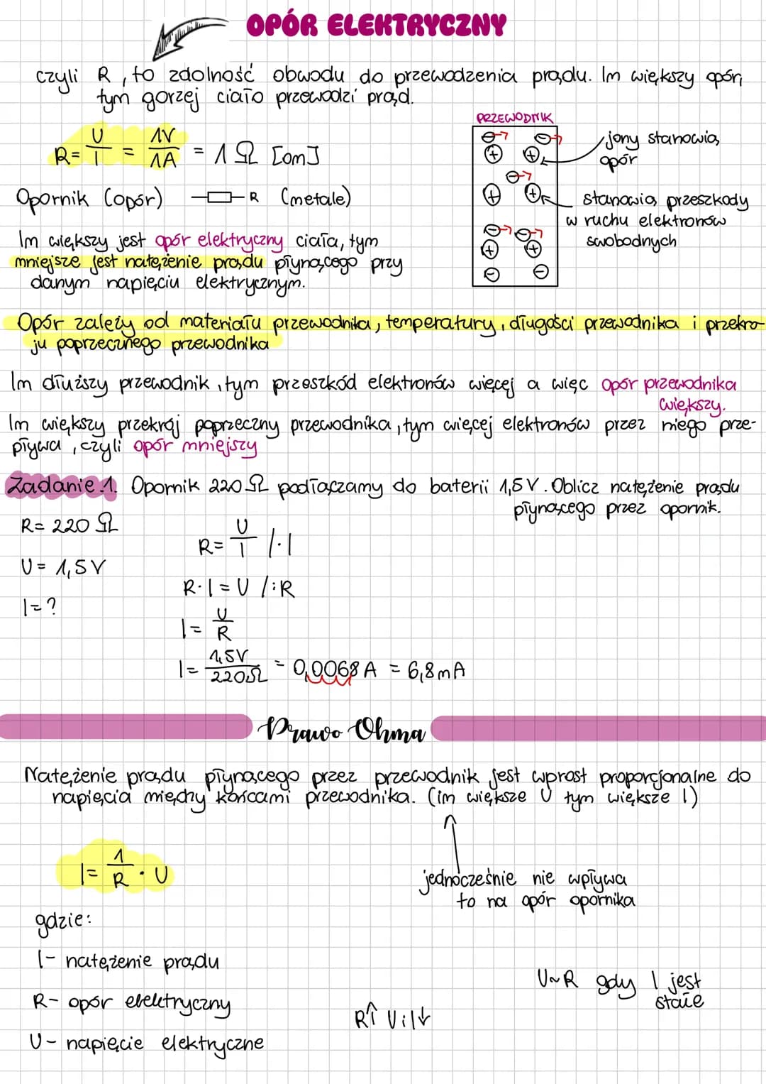 # OPÓR ELEKTRYCZNY
czyli R, to zdolność obwodu do przewodzenia prądu. Im większy opóri
tym gorzej ciało przewodzi prad.
$R= \frac{U}{I} = \