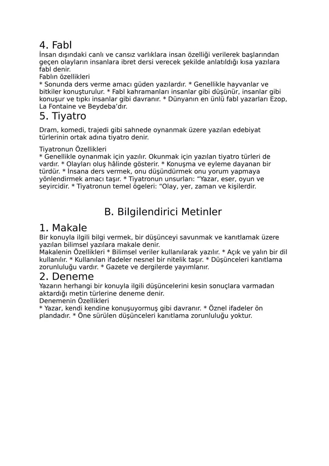 # Metin Türleri
A. Hikâye Edici (Öyküleyici) Metinler
## 1. Hikâye (Öykü)
Gerçek hayatta olmuş veya olması mümkün olayların yer, zaman ve