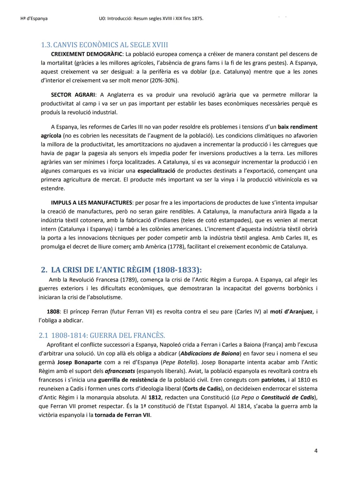 Unitat 0: ENS
POSEM AL
DIA?
Introducció: Resum
segles XVIII i XIX fins
1875.
2n BATXILLERAT - Història
d'Espanya Hª d'Espanya
UO: Introduc