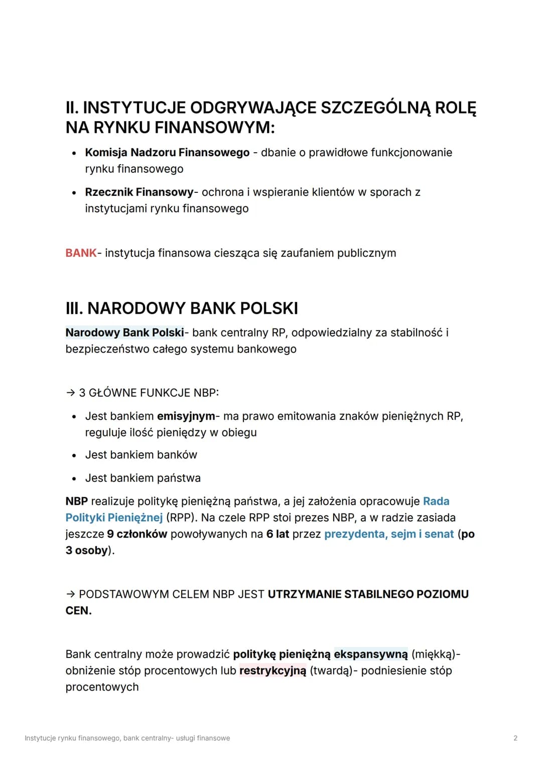 Instytucje rynku finansowego,
bank centralny- usługi
finansowe
? PYTANIA
→ POZABANKOWE
RYNEK FINANSOWY- rynek, na którym przeprowadzone są