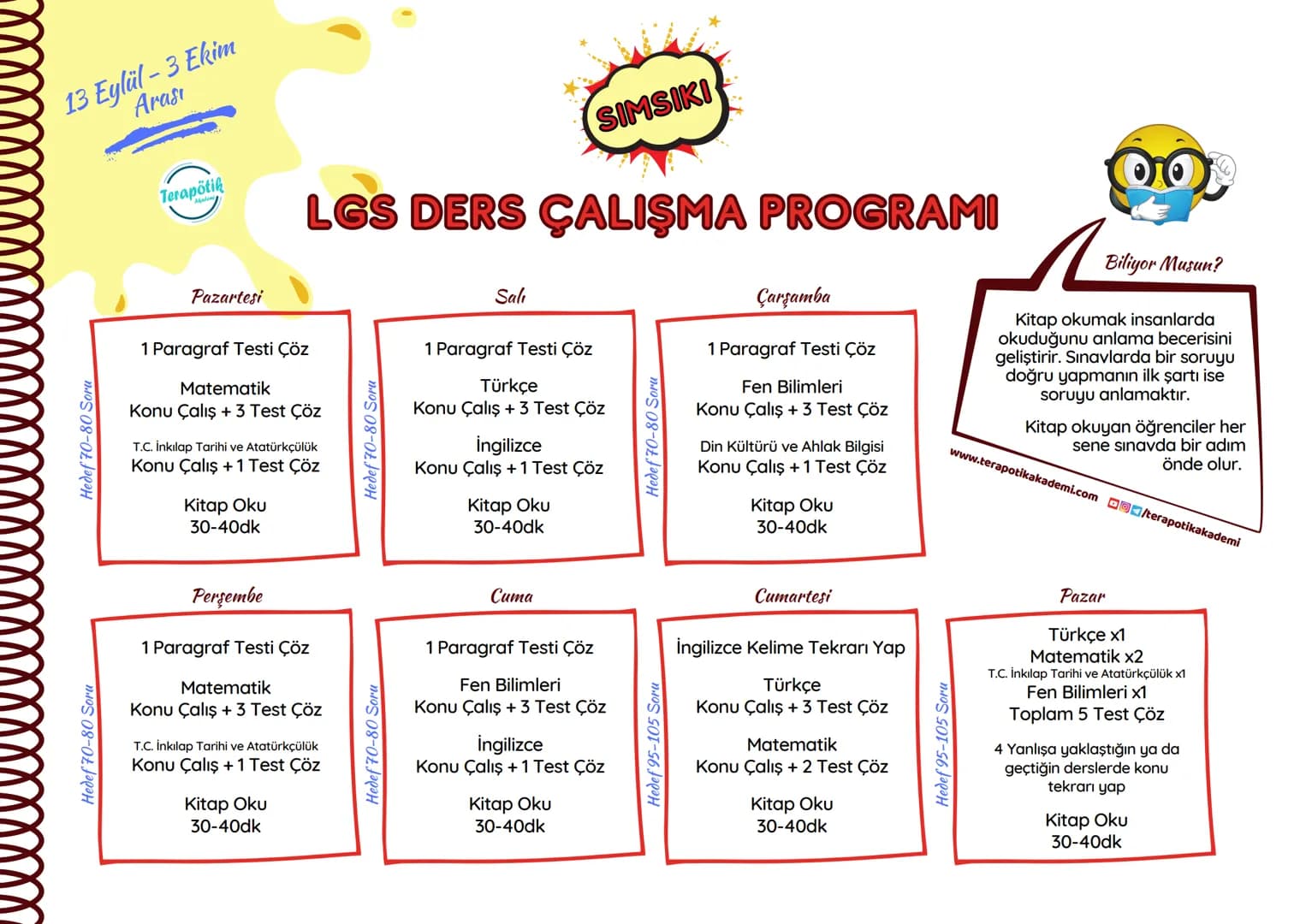 # Terapötik
Akademi
# EYLÜL LGS DERS ÇALIŞMA
PROGRAMI
MERHABA! Naber?
Bugün seni arkadaşlarımdan SIMSIKI ile tanıştıracağım.
LGS'e hazırl