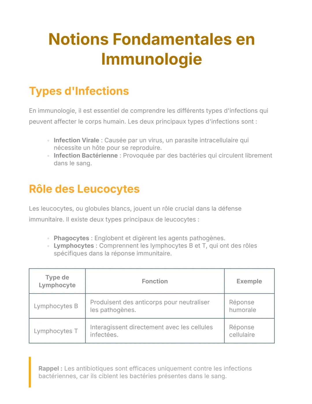 # Notions Fondamentales en
# Immunologie
## Types d'Infections
En immunologie, il est essentiel de comprendre les différents types d'infec