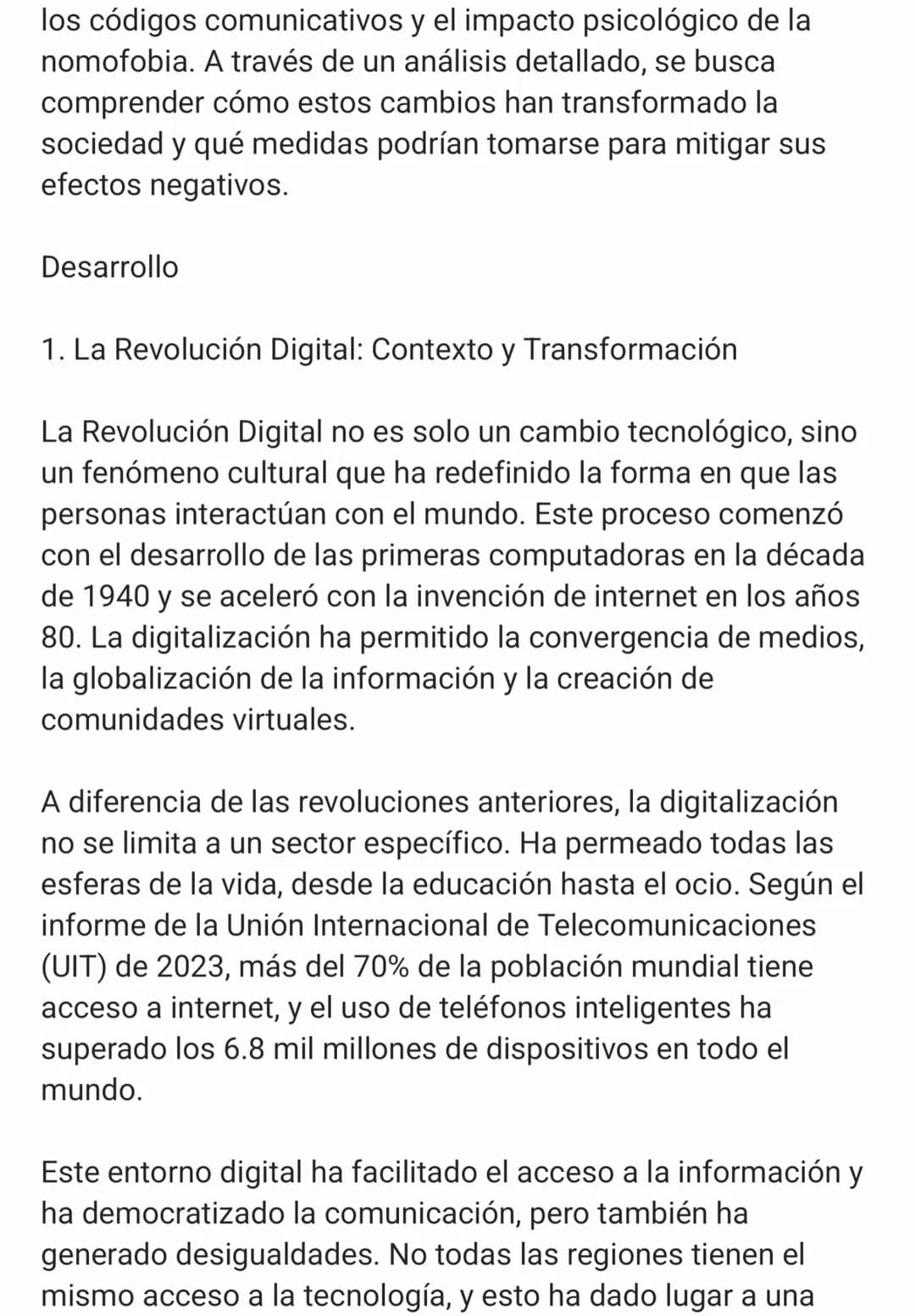 # Las Consecuencias de la Revolución
Digital: Comunicación y Nomofobia
Introducción
A lo largo de la historia, la humanidad ha experimenta