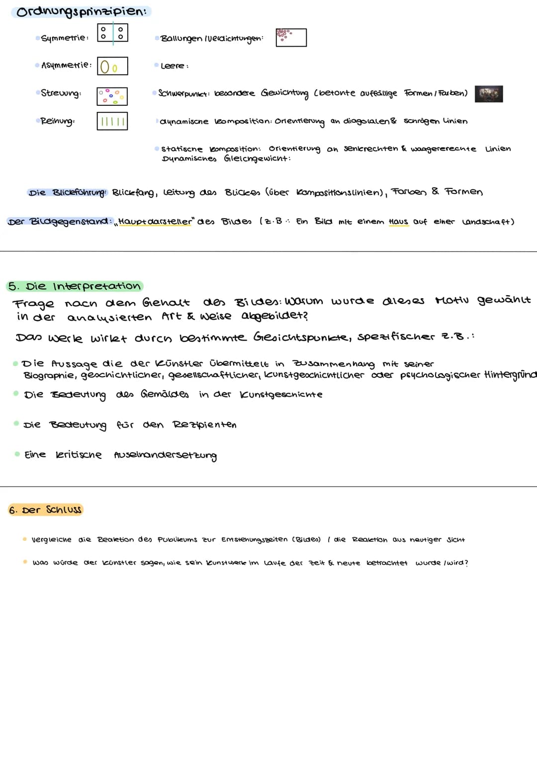 # Bildanalyse
1. Einceitung:
* Titel des Gemäldes
* Künstler
* Erstellungsdatum
* Bildtechnile (2.8: õlgemälde, Aquarell, Gouache,