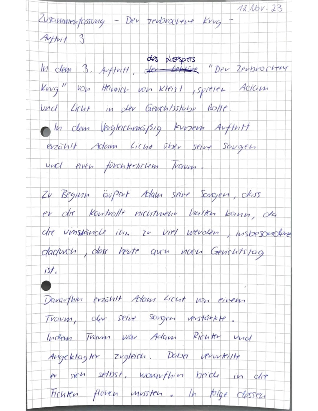 Zusammenfassung
Erster Auftritt
Der Zerbracteor Kuug vor Heinrich von KUISH
Mia Barten 07 November
Lustspiels
Kleist
Lev erste Auftritt d