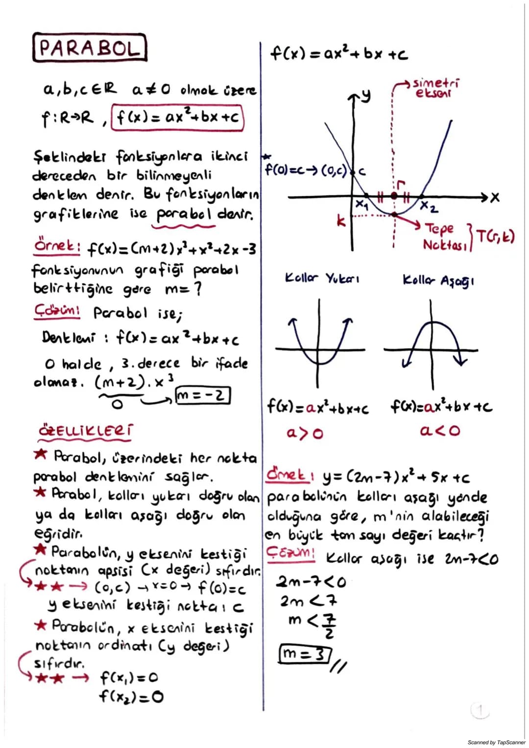 PARABOL
f(x) = ax²+ bx +c
a,b,cER a≠0 olmak üzere
simetri
eksor
f:ROR, f(x) = ax²+bx+c
2
Şeklindeki fonksiyonlara ikinci
dereceden bir b