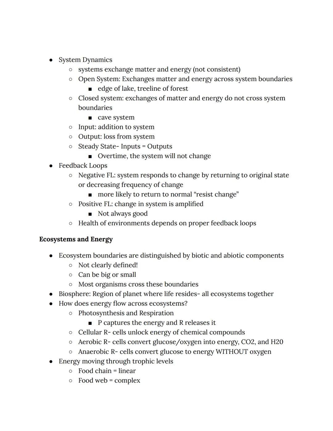 # Unit 1
Humans alter systems: Good and Bad
• We change the land, water, soil, and air chemistry w/ huge populations
• Ecosystem services: