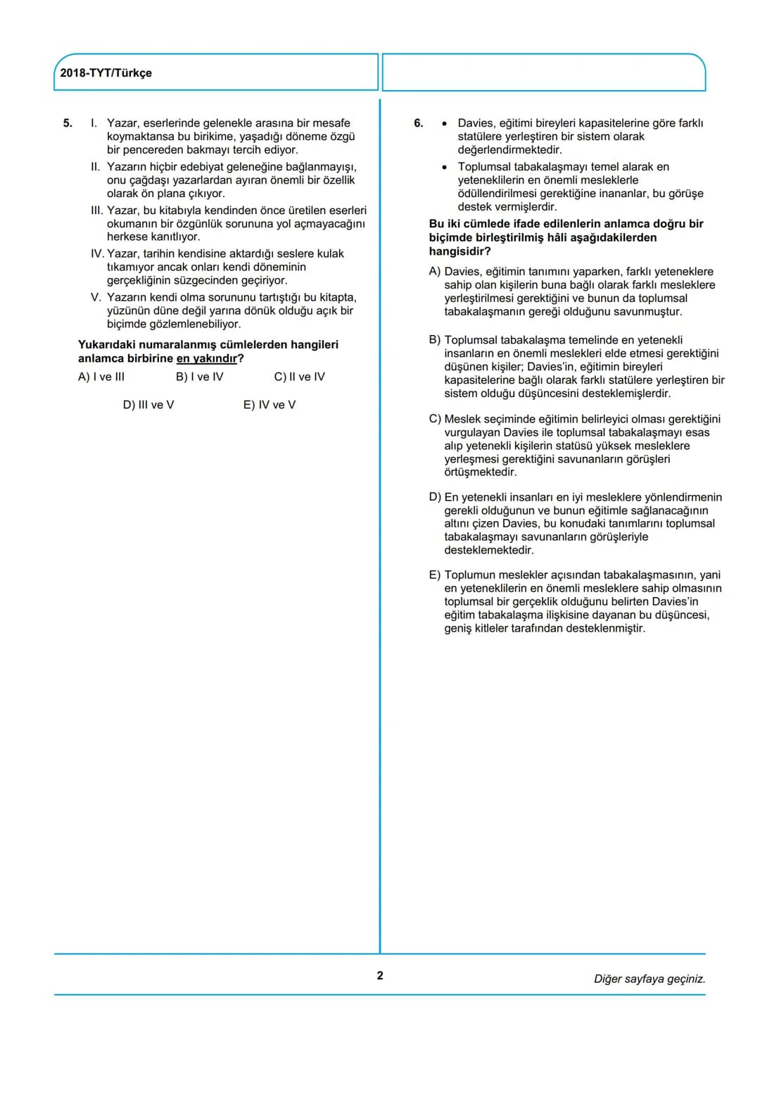 # ÖSYM
T.C. Ölçme, Seçme ve Yerleştirme Merkezi
YÜKSEKÖĞRETİM KURUMLARI SINAVI
TEMEL YETERLİLİK TESTİ (TYT)
30 HAZİRAN 2018 CUMARTESİ
Bu