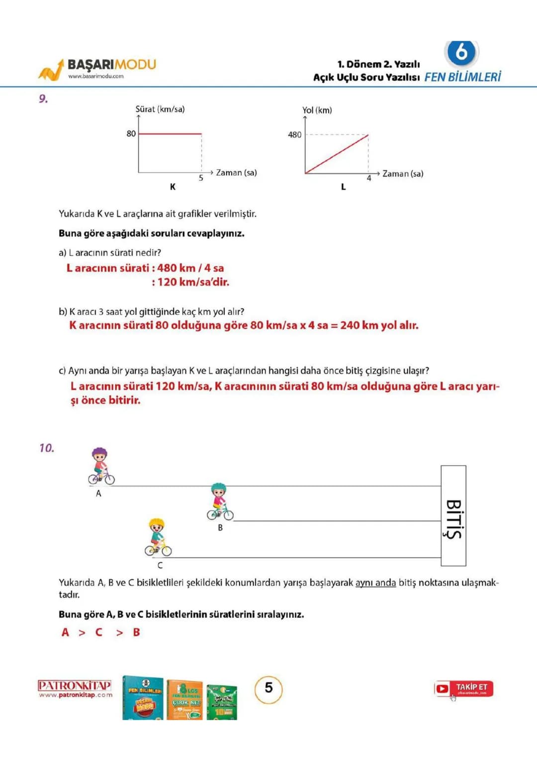 1.
2.
BAŞARIMODU
www.basarimodu.com
Güneş
1. Dönem 2. Yazılı
6
Açık Uçlu Soru Yazılısı FEN BİLİMLERİ
1 2 3
4 5 6 7 8
Yukarıda Güneş s
