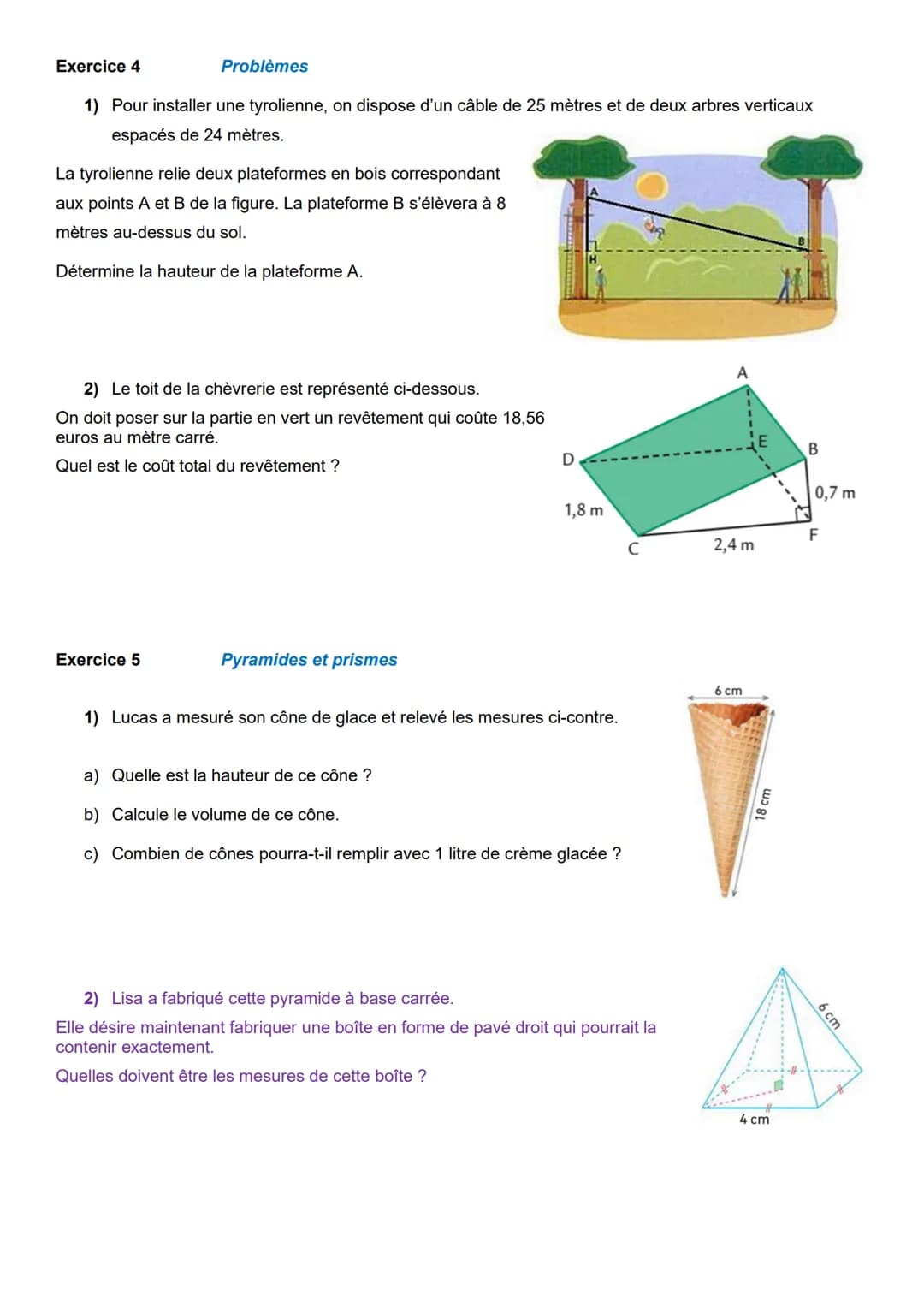 Fiche d'exercices: Théorème de Pythagore.
Exercice 1 Déterminer des racines carrées
1) Calcule mentalement :
√16 =
√81 =
√36 =
√64
√2