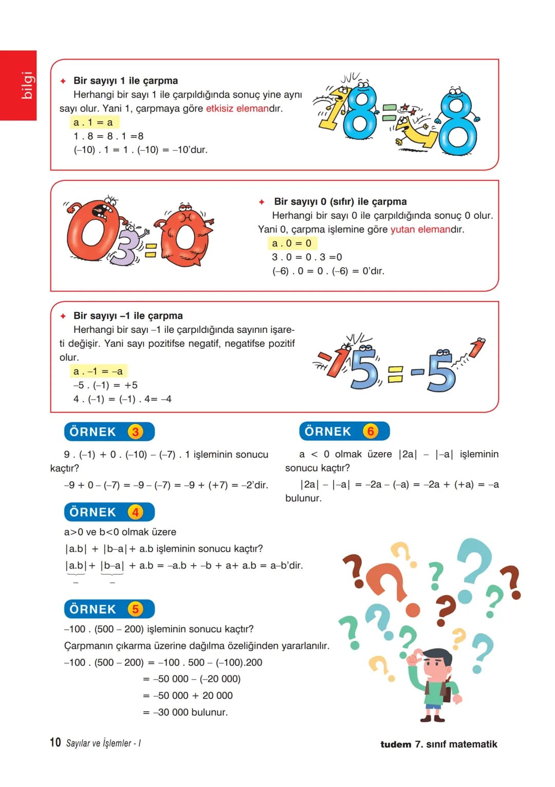 bilgi
HATIRLAYALIM
TAM SAYILAR
Sayıların önüne koyulan "+" ve "-" işaretleri sayıların yönünü belirtir. Önünde "+" işareti olan tam
sayıla