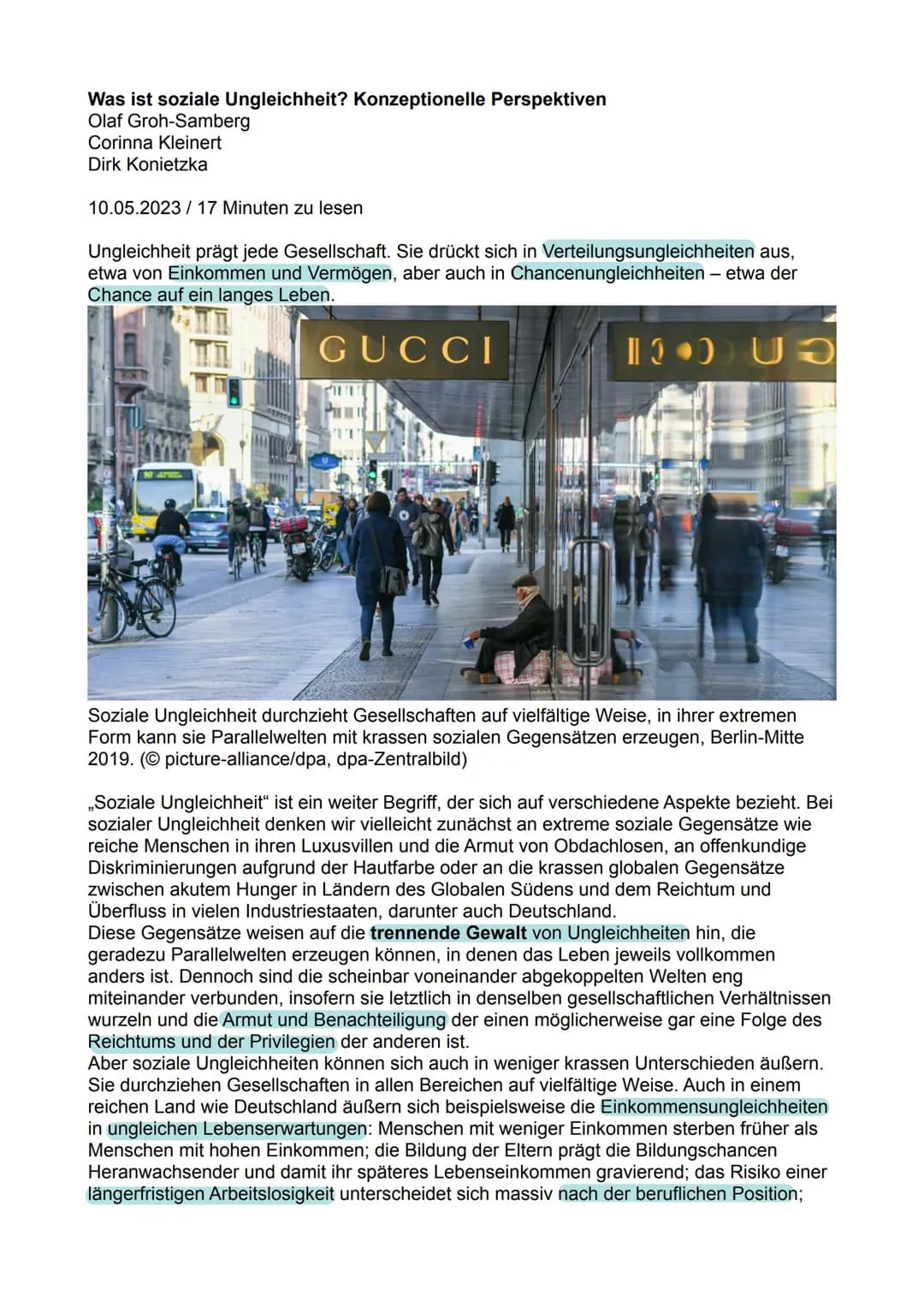 # SOWI KLAUSUR 3
Soziale Ungleichheit
Definition (2010)
* Menschen leben und arbeiten meist in beständigen Beziehungen
* Enstehen von