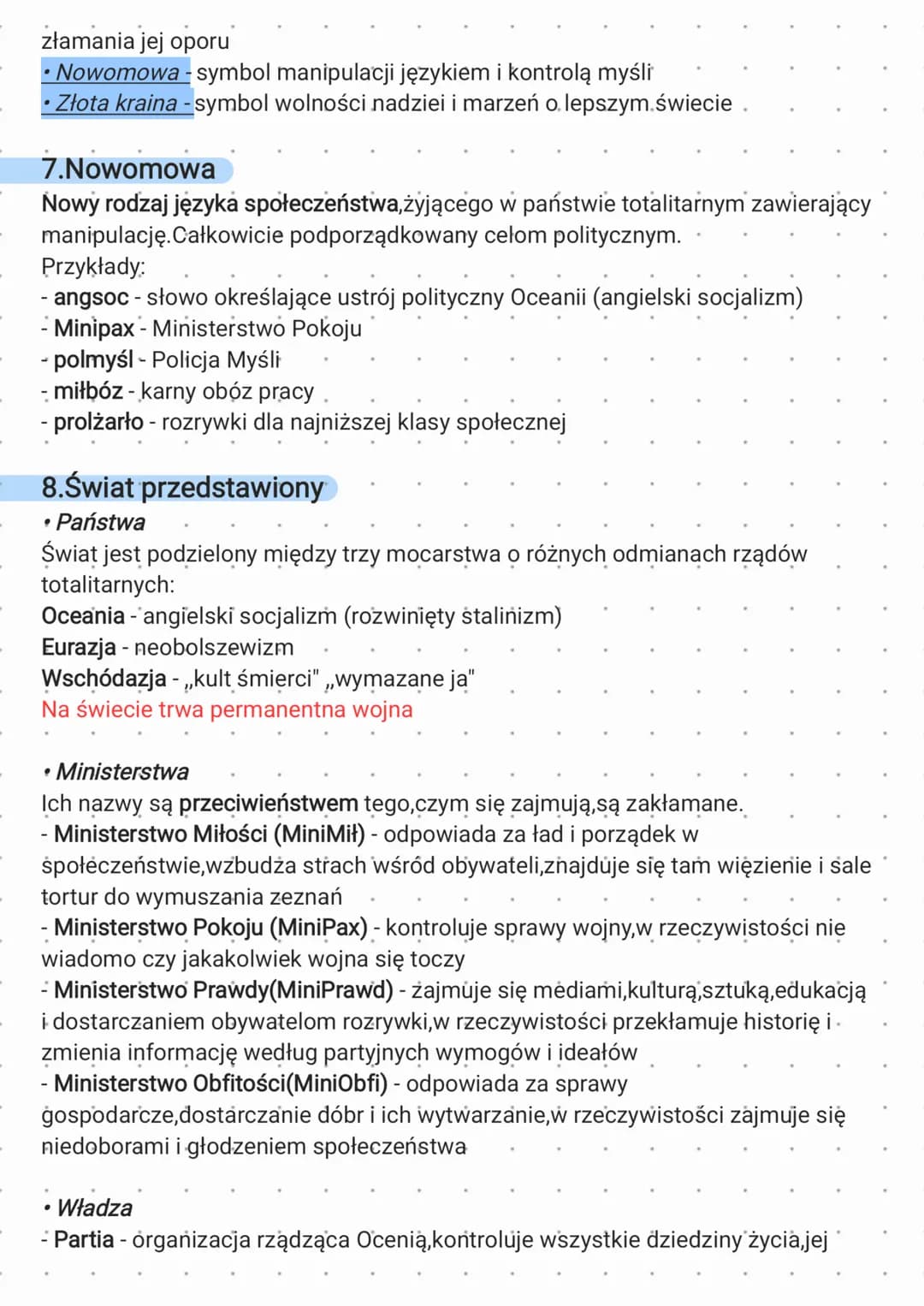 # Rok 1984
1.Czas i miejsce akcji
Akcja toczy się w fikcyjnym państwie Oceanii w 1984 roku
2. Totalitaryzm
Totaliatryzm - system, który