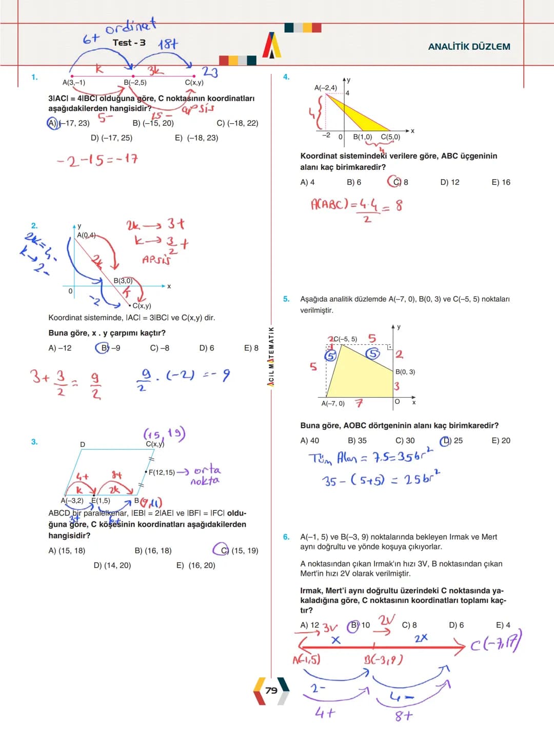 - ÜNİTE 2 -
# ANALİTİK GEOMETRİ
* Analitik Düzlem
* İki Nokta Arasındaki Uzaklık
* Bir Doğru Parçasını içten ve Dıştan Bölme
* Doğ