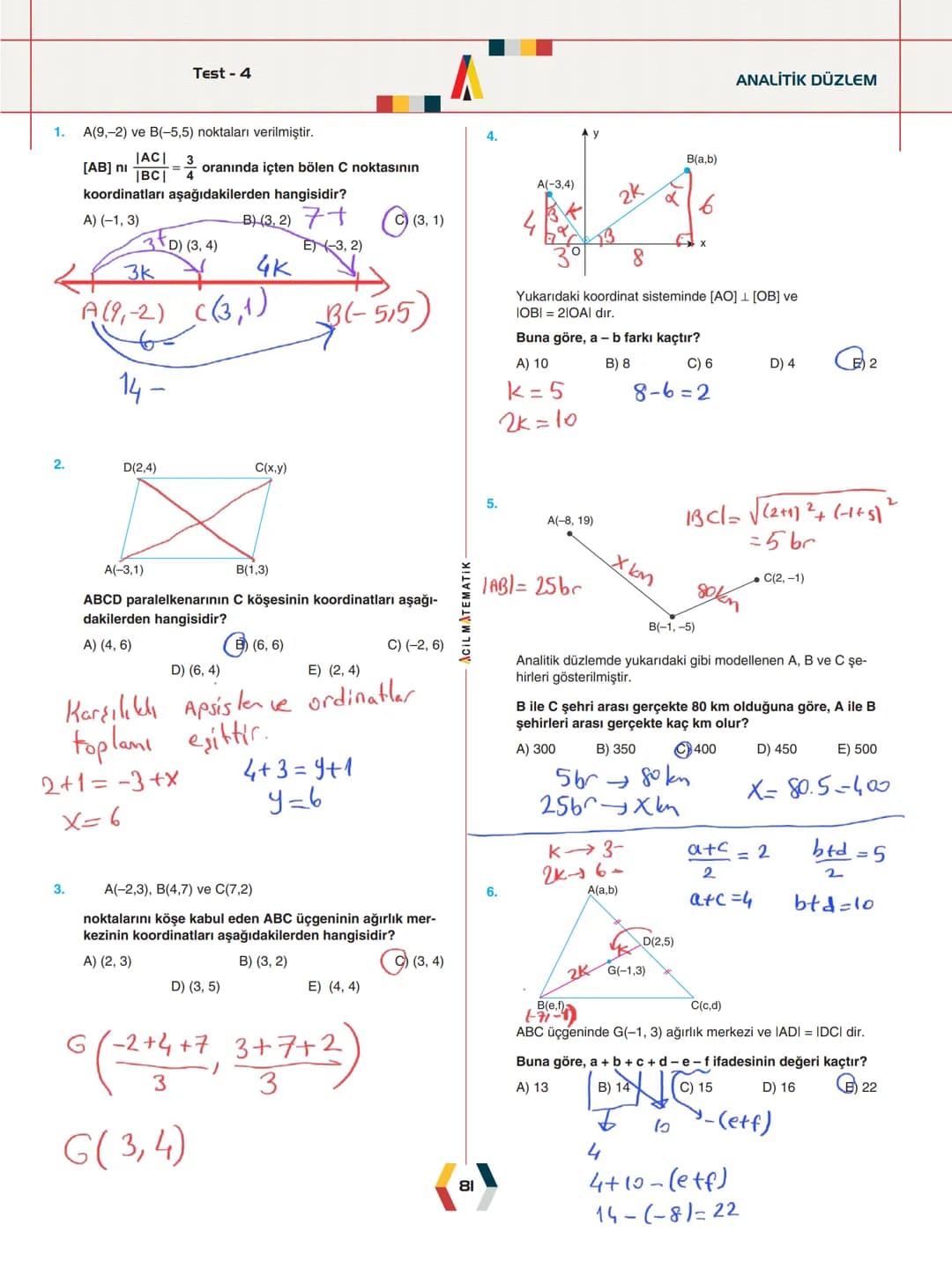 - ÜNİTE 2 -
# ANALİTİK GEOMETRİ
* Analitik Düzlem
* İki Nokta Arasındaki Uzaklık
* Bir Doğru Parçasını içten ve Dıştan Bölme
* Doğ