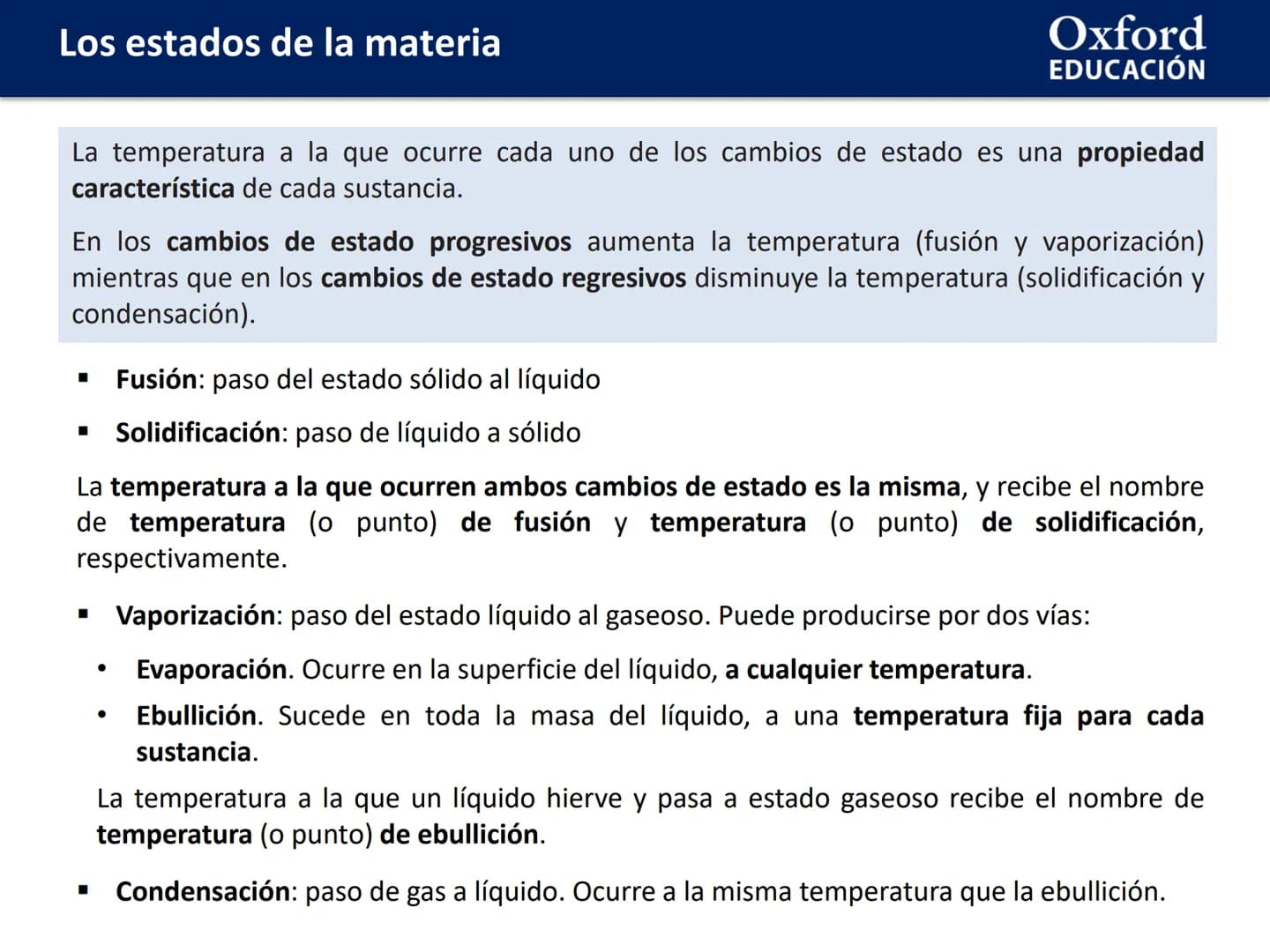 # LOS ESTADOS DE
# LA MATERIA
Física y Química # Los estados de la materia
ÍNDICE DE CONTENIDOS:
* Los estados de la materia y sus prop