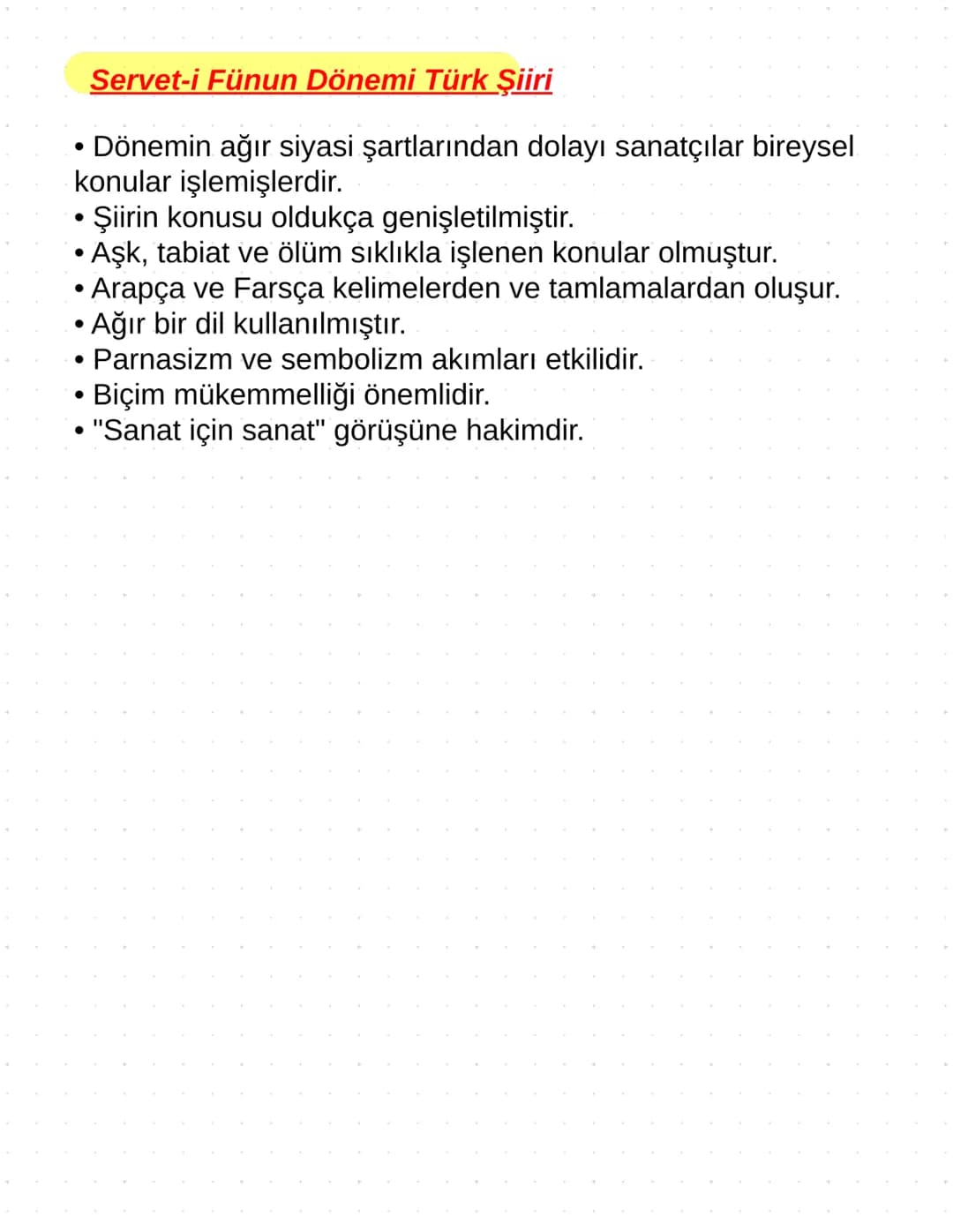 # Saf Şiir Özellikleri
• Mesaj verme kaygısından uzak, amacı sadece estetik
(güzellik) olan şiir anlayışıdır.
• Öğretici niteliğe sahip değ