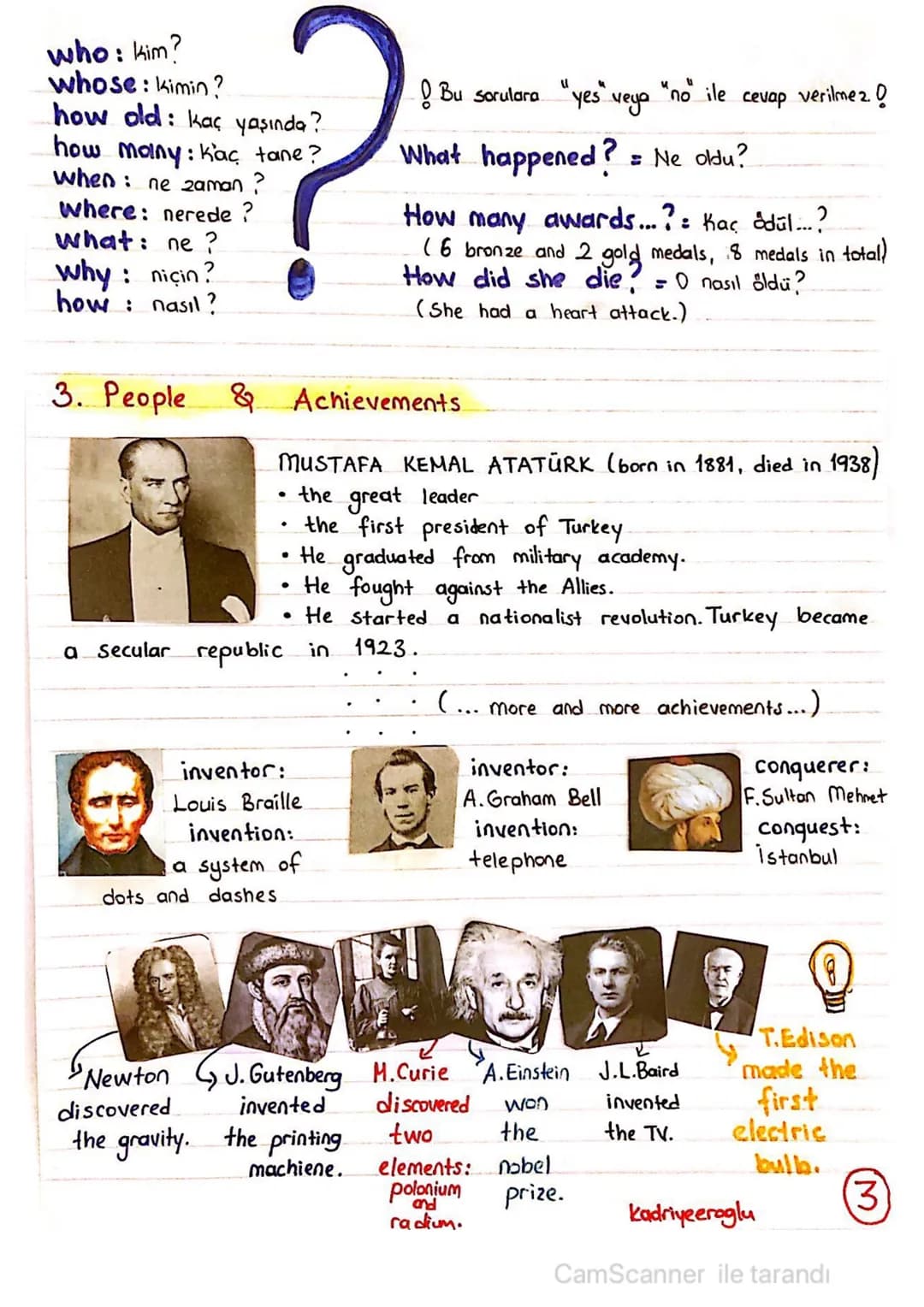 UNIT 3- BIOGRAPHIES
"Peace at home, peace in the world."
Mustafa Kemal ATATÜRK
(1881-19308)
1. Biography (life: birth $\rightarrow$ death