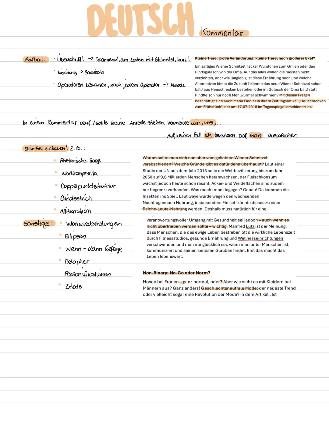 # DEUTSCH
Kommentar
Aufbau: Uberschrift! Spannend, am besten mit Shilmittel, kurz! Kleine Tiere, große Veränderung, kleine Tiere, noch größ