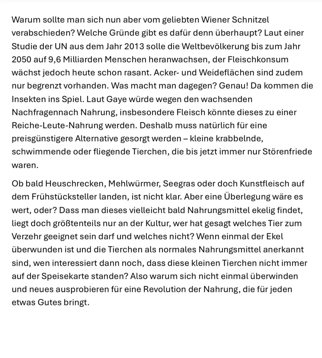 # DEUTSCH
Kommentar
Aufbau: Uberschrift! Spannend, am besten mit Shilmittel, kurz! Kleine Tiere, große Veränderung, kleine Tiere, noch größ