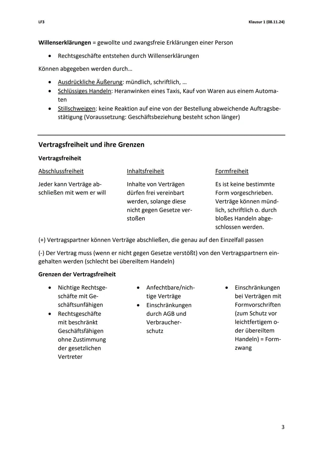 LF3
Klausur 1 (08.11.24)
# Rechtliche Rahmenbedingungen
## Rechtsobjekte und Rechtssubjekte
Rechtsobjekte = Gegenstände des Rechtsverkehrs