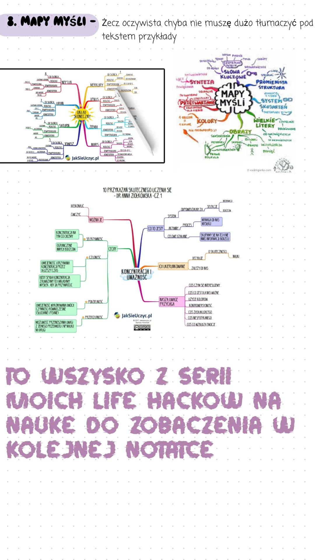 # na naukę
Life hacki
by SkyePix
1. ZAPLANUJ NAUKĘ - Zawsze od razu gdy zobaczysz zadany jakiś
sprawdzian kartkowkę zaplanuj dokładnie ile