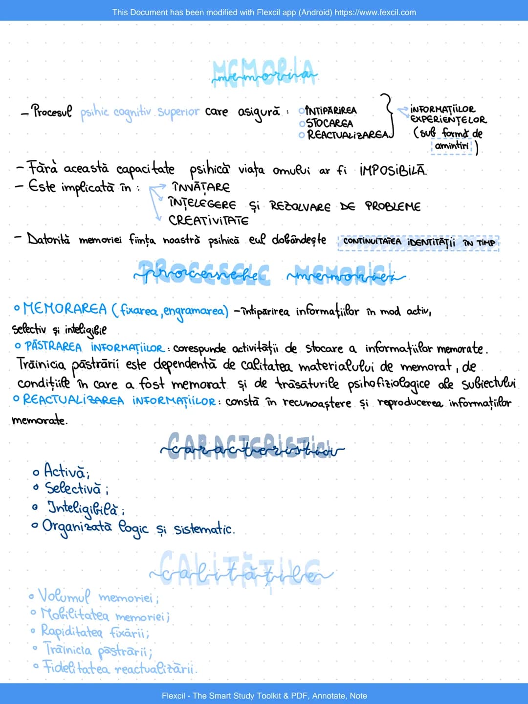 This Document has been modified with Flexcil app (Android) https://www.fexcil.com
memoriva
- Procesul psihic cognitiv superior care asigur