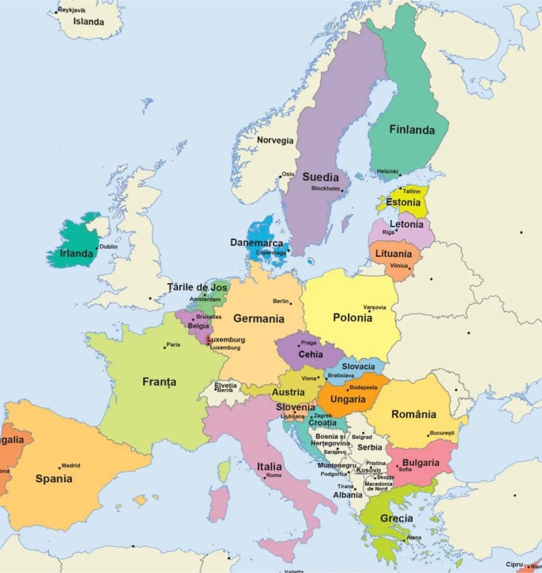 Reykjavik
Islanda
galia
Dublin
Irlanda
Madrid
Spania
Norvegia
Oslo Suedia
Stockholm.
Danemarca
Copenhaga
Tările de Jos
Amsterdam
Bruxel
