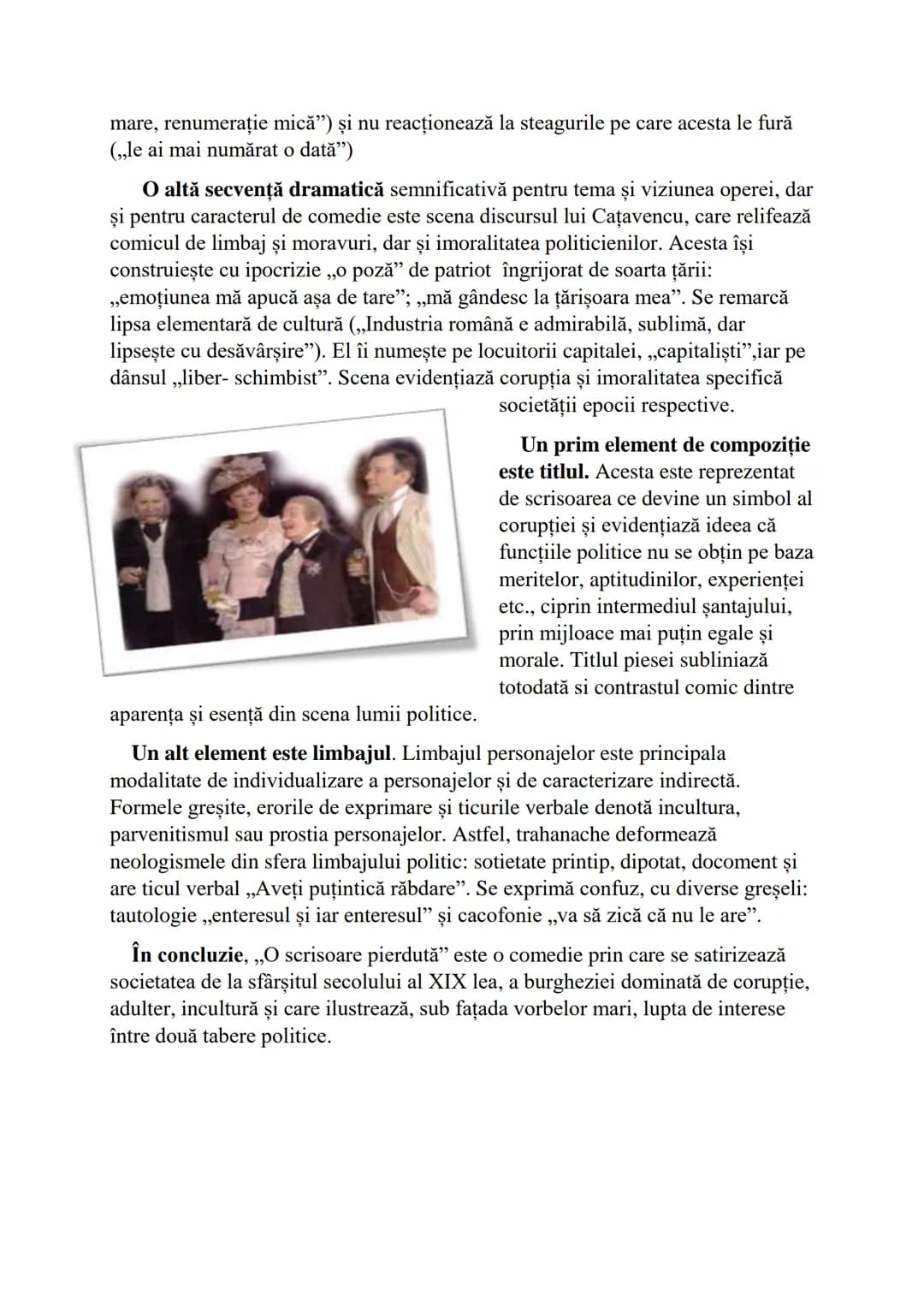 # O scrisoarea pierdută
-tema si viziune-
Ion Luca Caragiale, unul dintre marii clasci ai literaturii române, alături de
M. Eminescu, Ion